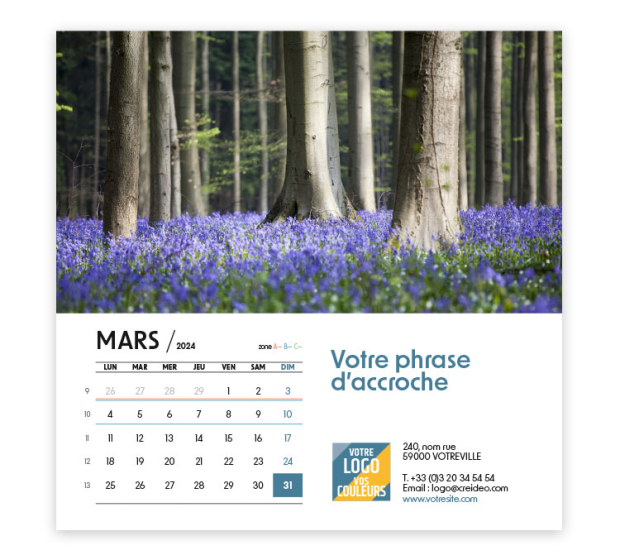 Calendrier 2024 Forêt Nature